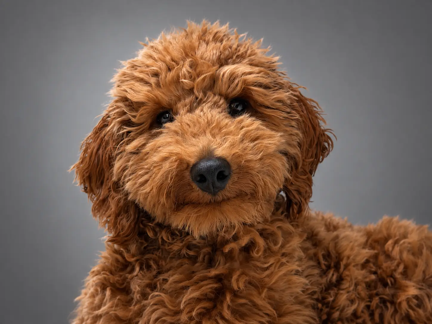 Einstein, Chief Wuff Officer, vor grauem Studiohintergrund